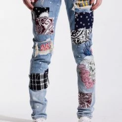 Shop All Embellish Jeans - Arcadia - Blue Patchwork - EMBSUM121-105
