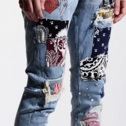 Shop All Embellish Jeans - Arcadia - Blue Patchwork - EMBSUM121-105