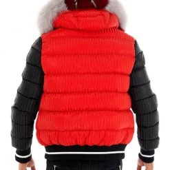 George V Puffer Jacket - Colorblock - Red/Black - GV9615