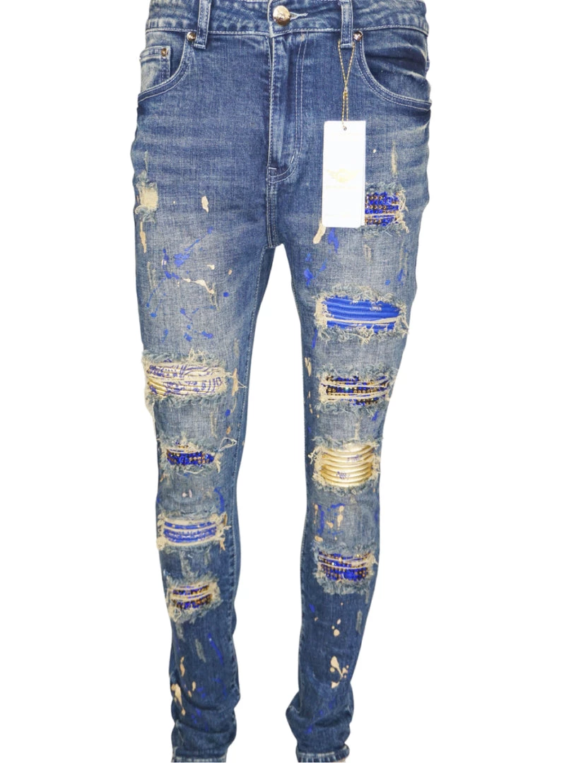 Ferrari Massari Jeans - Bandana Drip Gold - Blue 1 Ferrari Massari Jeans - Bandana Drip Gold - Blue