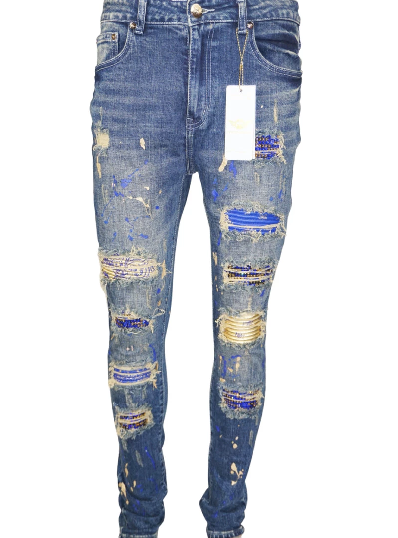 Ferrari Massari Jeans - Bandana Drip Gold - Blue 2 Ferrari Massari Jeans - Bandana Drip Gold - Blue