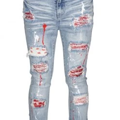 Shop All Ferrari Massari Jeans - Bandana Drip Red - Light Blue