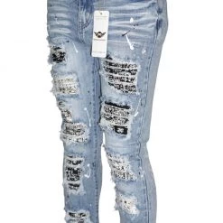 Shop All Ferrari Massari Jeans - Bandana Drip Black - Light Blue