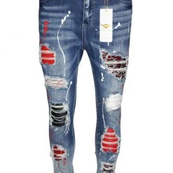 Ferrari Massari Jeans - Samurai Drip - Blue With Red And White