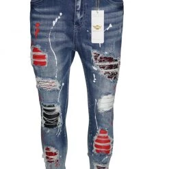 Ferrari Massari Jeans - Samurai Drip - Blue With Red And White