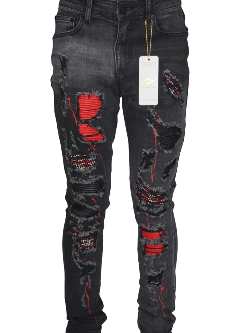 Shop All Ferrari Massari Jeans - Samurai Drip Red - Black 1 Shop All Ferrari Massari Jeans - Samurai Drip Red - Black