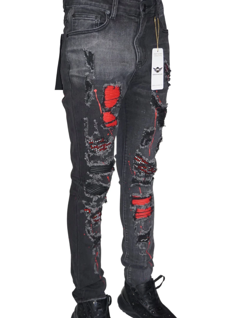 Shop All Ferrari Massari Jeans - Samurai Drip Red - Black 2 Shop All Ferrari Massari Jeans - Samurai Drip Red - Black