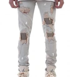Shop All KDNK Jeans - Pintuck Patched - Grey - KND4277