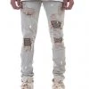 Shop All KDNK Jeans - Pintuck Patched - Tinted Light Blue - KND4277