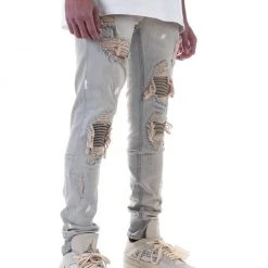 Shop All KDNK Jeans - Pintuck Patched - Tinted Light Blue - KND4277