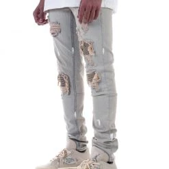 Shop All KDNK Jeans - Pintuck Patched - Tinted Light Blue - KND4277