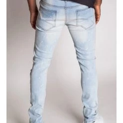 KDNK Jeans - Paint Slatted Destroyed - Light Blue - KND4194 Bottoms