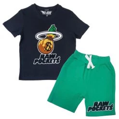 Rawyalty Kids Short Set - RAW Pockets - Black And Green - RKC-000 Shop All