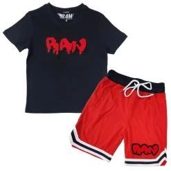 Rawyalty Kids Short Set - RAW Drip - Black And Red - RKC-000