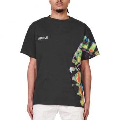 Purple-Brand T-shirt - Black Multi Tie Dye - P104