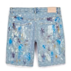 Purple-Brand Shorts - Paint Over Light Bleach Jacquard Monogram - P020