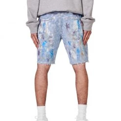 Purple-Brand Shorts - Paint Over Light Bleach Jacquard Monogram - P020