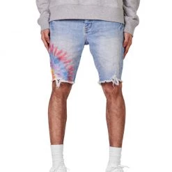Shop All Purple-Brand Shorts - Multicolour Tie Dye Indigo - P020