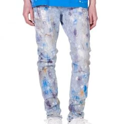 Purple-Brand Jeans - Paint Over Light Bleach Jacquard Monogram - P001