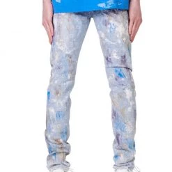Purple-Brand Jeans - Paint Over Light Bleach Jacquard Monogram - P001