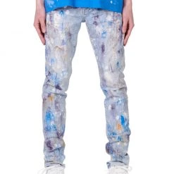 Purple-Brand Jeans - Paint Over Light Bleach Jacquard Monogram - P001