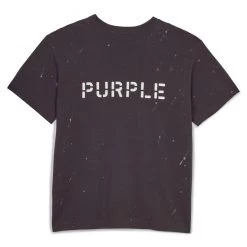 Shop All Purple-Brand T-shirt - Black Stencil Logo W/Paint - P104