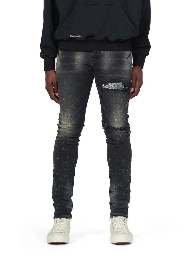 Purple-Brand Jeans - Bandana Patch Pocket Black - P001 Shop All 1 Purple-Brand Jeans - Bandana Patch Pocket Black - P001 Shop All