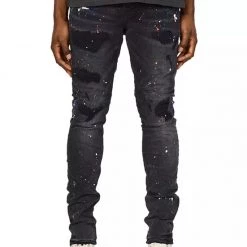 Purple-Brand Jeans - Black Wash Paint Splattered - P001 Shop All