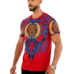 George V T-Shirt - Lion Ornement - Red - GV-2303