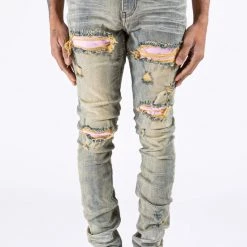 Serenede Jeans - Orion's Path - Khaki Dyed Distressing - ORION-PNK New Arrivals