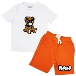 Rawyalty Kids Short Set - Pleasure Teddy - White And Orange - RKC-000 New Arrivals