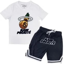 New Arrivals Rawyalty Kids Short Set - Raw's Pockets - White And Black - RKC-000