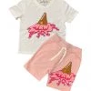 Rawyalty Kids Short Set - Raw Cone - White And Pink - RKC-000 New Arrivals