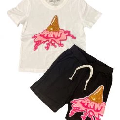New Arrivals Rawyalty Kids Short Set - Raw Cone - White And Black - RKC-000