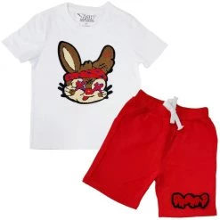 Rawyalty Kids Short Set - Star Bunny - White And Red - RKC-000