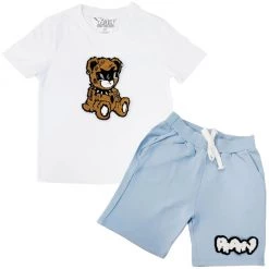 Rawyalty Kids Short Set - Pleasure Teddy - White And Sky - RKC-000