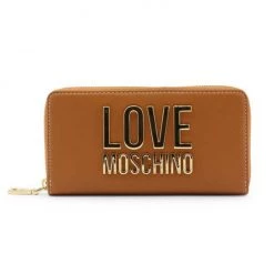 Shop All Moschino Wallet - Gold Metal Logo - Cognac - JC5611PP1DLJ020A