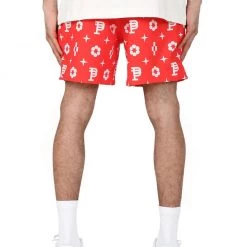 Purple-Brand Swim Shorts - Red Monogram - P504