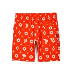 Purple-Brand Swim Shorts - Red Monogram - P504