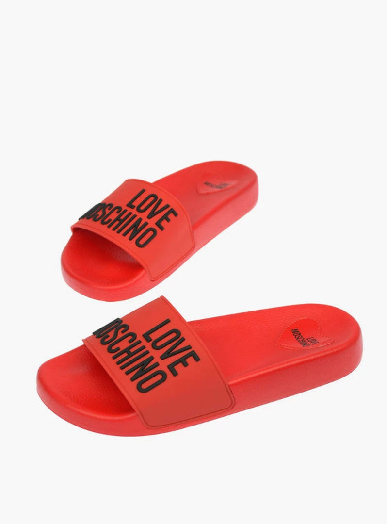 Love Moschino Women Slides - Red Logo Shop All 1 Love Moschino Women Slides - Red Logo Shop All