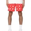 Purple-Brand Swim Shorts - Red Monogram - P504