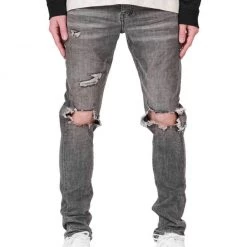 Purple-Brand Jeans - Faded Grey Distress - P001