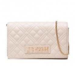 Shop All Moschino Bag - Logo Lettering Quilted Crossbody - Cream - JC4079PP1ELA0110