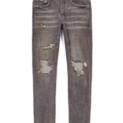 Purple-Brand Jeans - Faded Grey Distress - P001