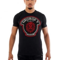 George V T-Shirt - GV Lion - Black-Red - GV-2393