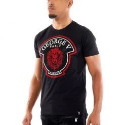George V T-Shirt - GV Lion - Black-Red - GV-2393