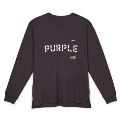 Purple-Brand Long Sleeve Shirt - Black Stencil Logo - P204