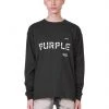 Purple-Brand Long Sleeve Shirt - Black Stencil Logo - P204