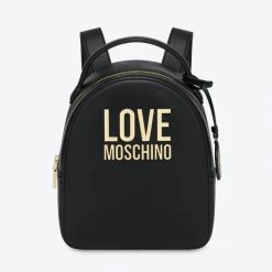 Moschino Bag - Gold Metal Logo Backpack - Black - JC4101PP1CLJ000A