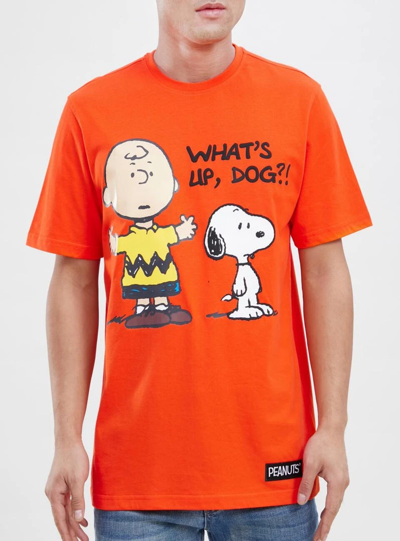Peanuts T-Shirt - Where My Dawgs At - Orange - PN10132 1 Peanuts T-Shirt - Where My Dawgs At - Orange - PN10132